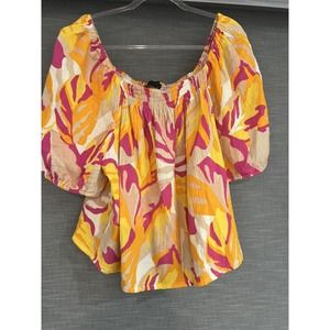 Sanctuary Real Love Blouse Colorful Smocked 100% Cotton XXL Plus